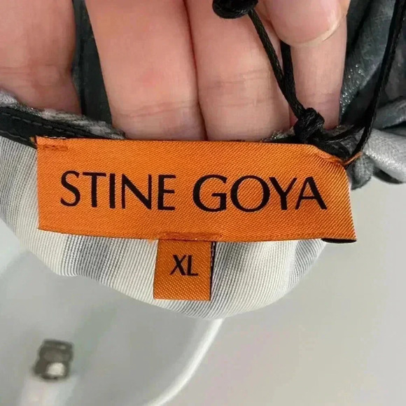 NWT Stine Goya Vanessa 1905 Striped Velvet Devore Metallized Peonies size XL - Picture 11 of 12